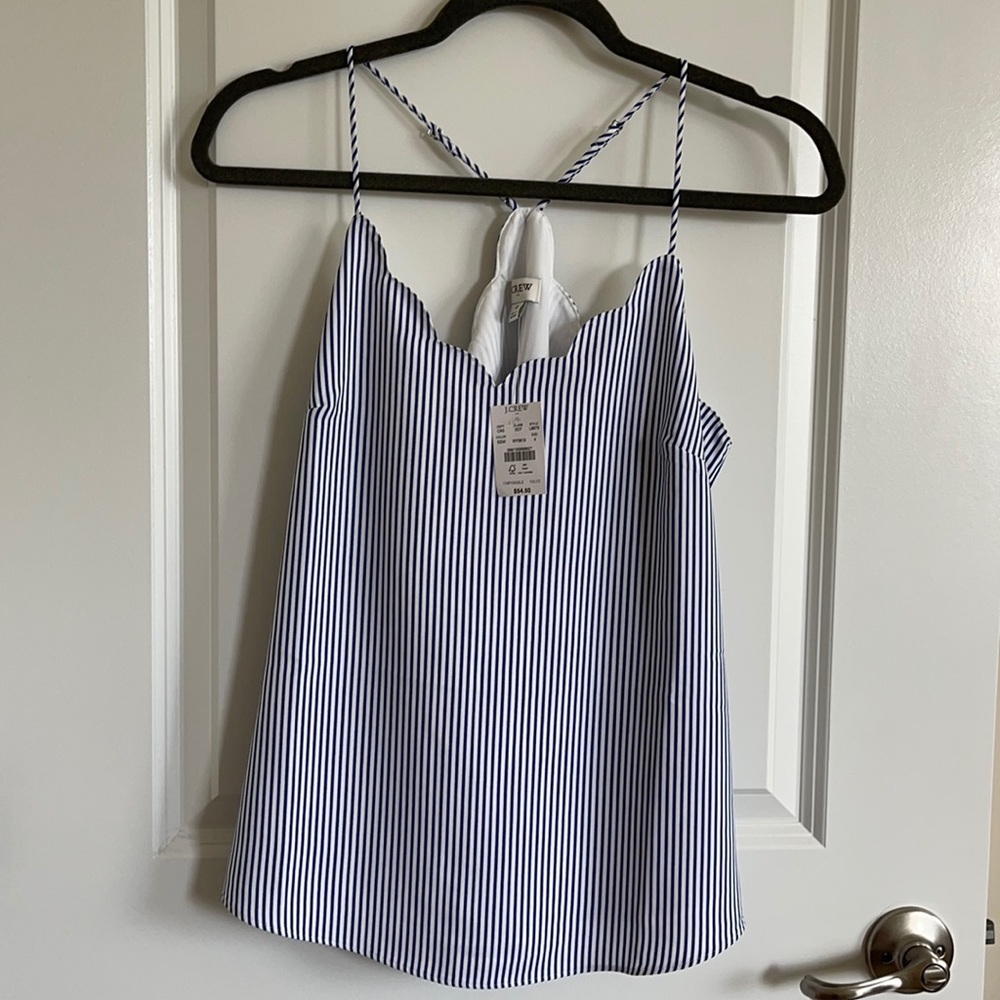J. Crew striped scalloped tank